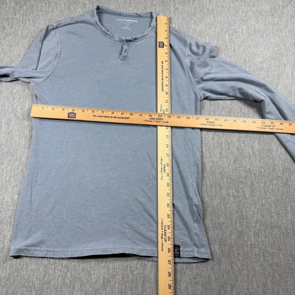 Lucky Brand Shirt Mens Small Blue Henley Long Sleeve Notch Neck Solid Soft - Picture 3 of 6